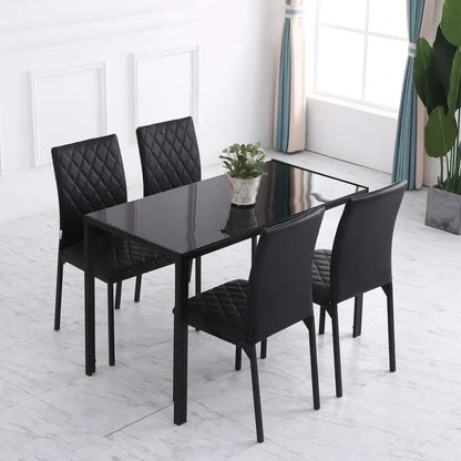 Modern Dining Chairs Faux Leather Accent Chairs for Kitchen, Set of 4, Black