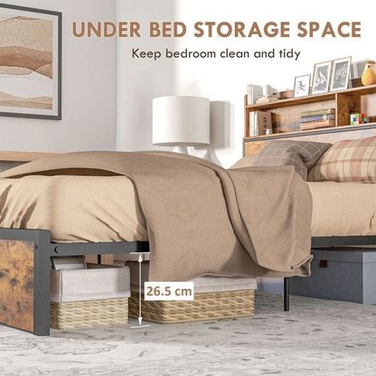 5.2FT King Bed Frame with Storage Headboard and Under Bed Storage