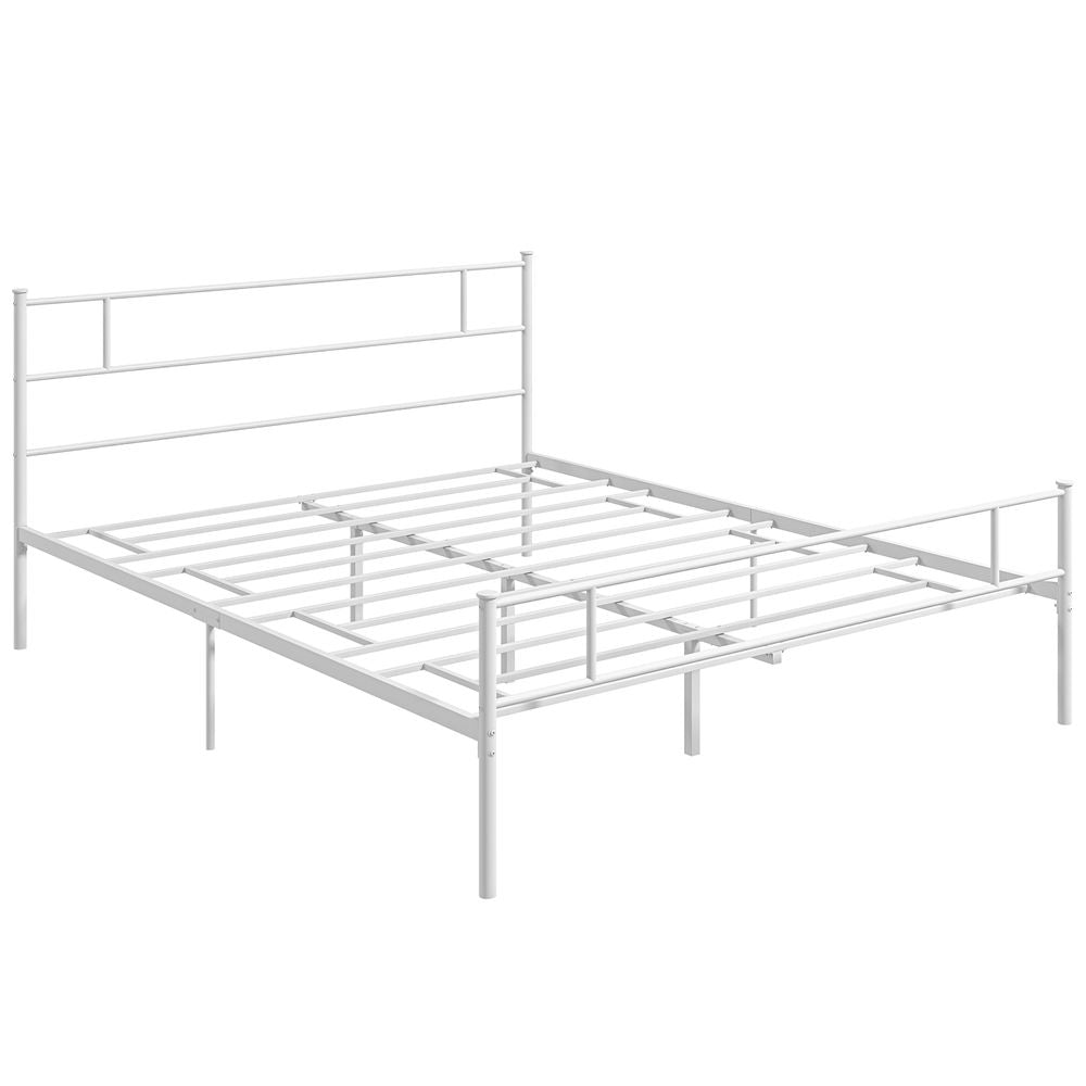 King Metal Bed Frame w/ Headboard and Footboard, Underbed Storage Space