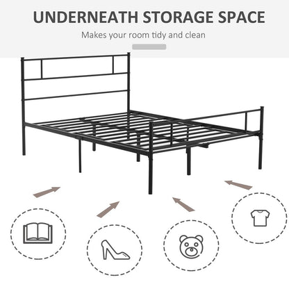 Double Metal Bed Frame w/ Headboard & Footboard, Underbed Storage Space