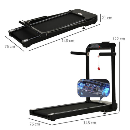 1.85HP Foldable Electric Treadmill Fitness Safety Lock LED screen-Black