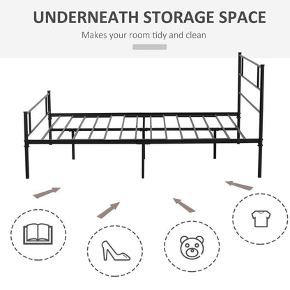 King Metal Bed Frame w/ Headboard and Footboard