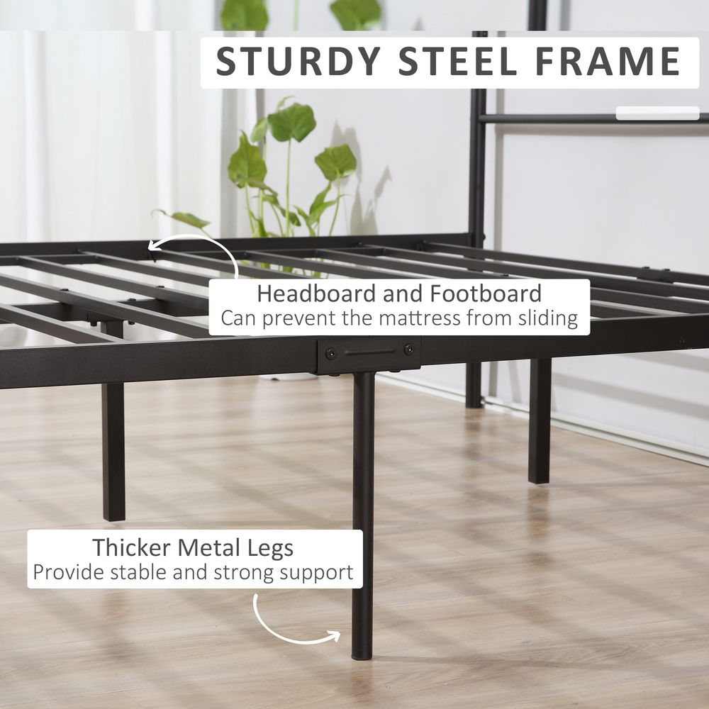 Double Metal Bed Frame w/ Headboard & Footboard, Underbed Storage Space