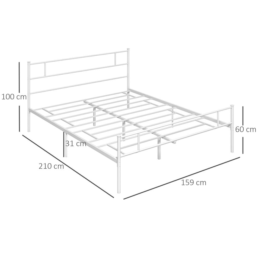 King Metal Bed Frame w/ Headboard and Footboard, Underbed Storage Space