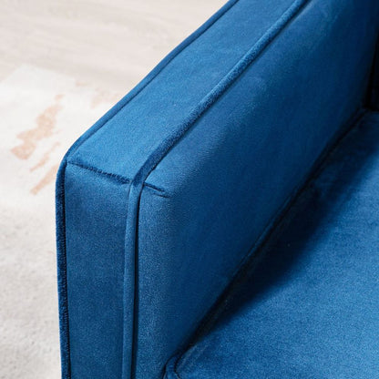 Convertible Velvet-Touch Tufted Futon Blue