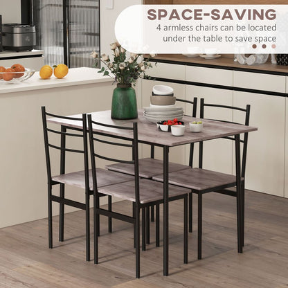 5 Piece Dining Table and Chairs Set, Space Saving Table and 4 Chairs