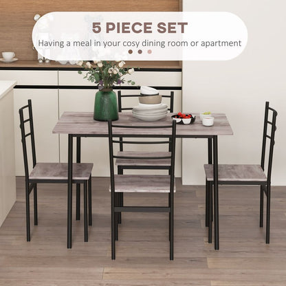 5 Piece Dining Table and Chairs Set, Space Saving Table and 4 Chairs