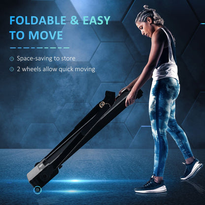 1.85HP Foldable Electric Treadmill Fitness Safety Lock LED screen-Black