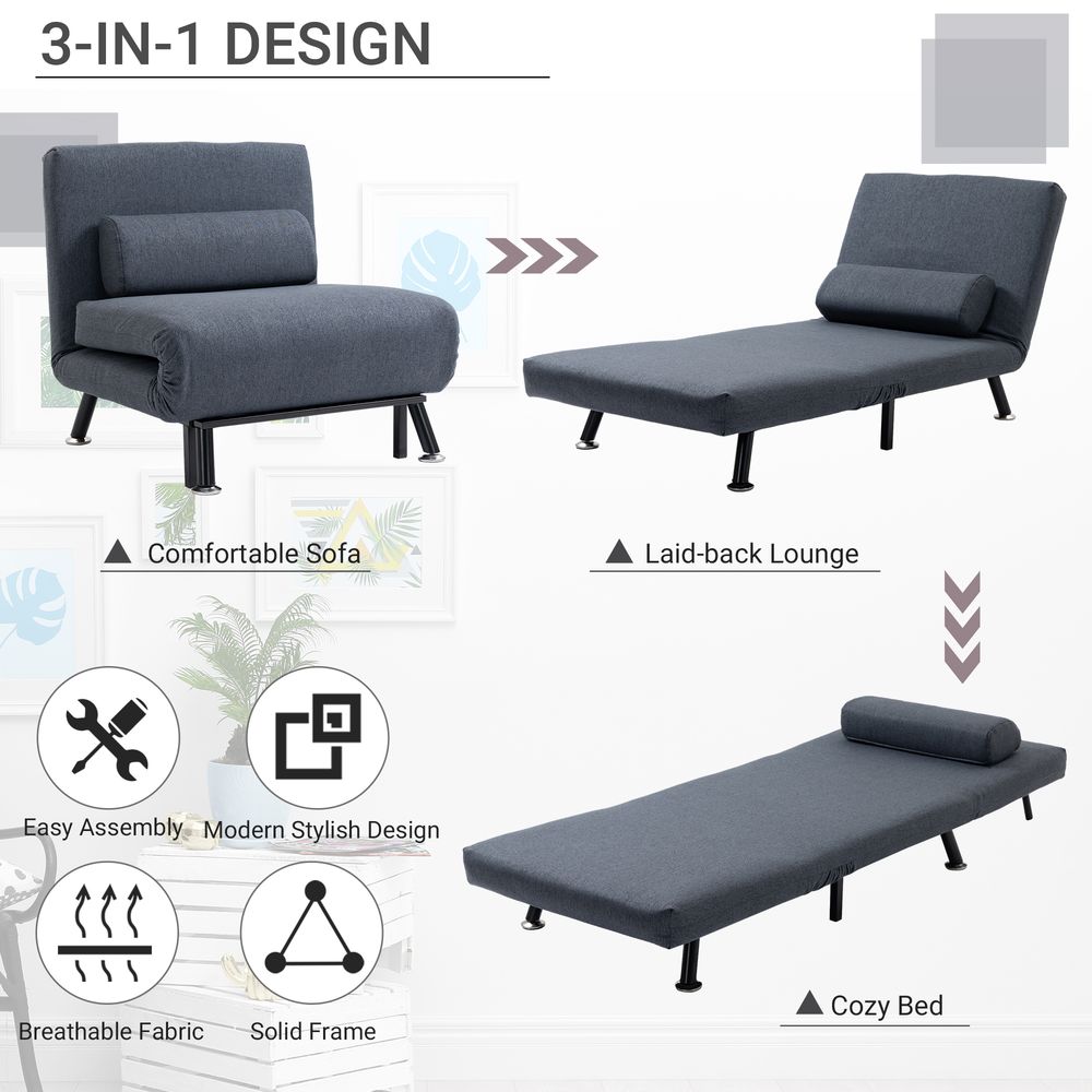 Faux Suede 5-Position Single Futon Black