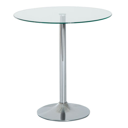 Round Dining Table Bistro Pub Counter w/ Tempered Glass Top for Kitchen