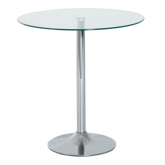 Round Dining Table Bistro Pub Counter w/ Tempered Glass Top for Kitchen