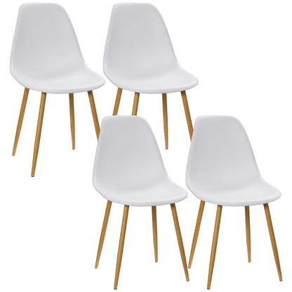 Dining Chairs Set of 4 w/ Curved Back, Metal Legs for Living Room White